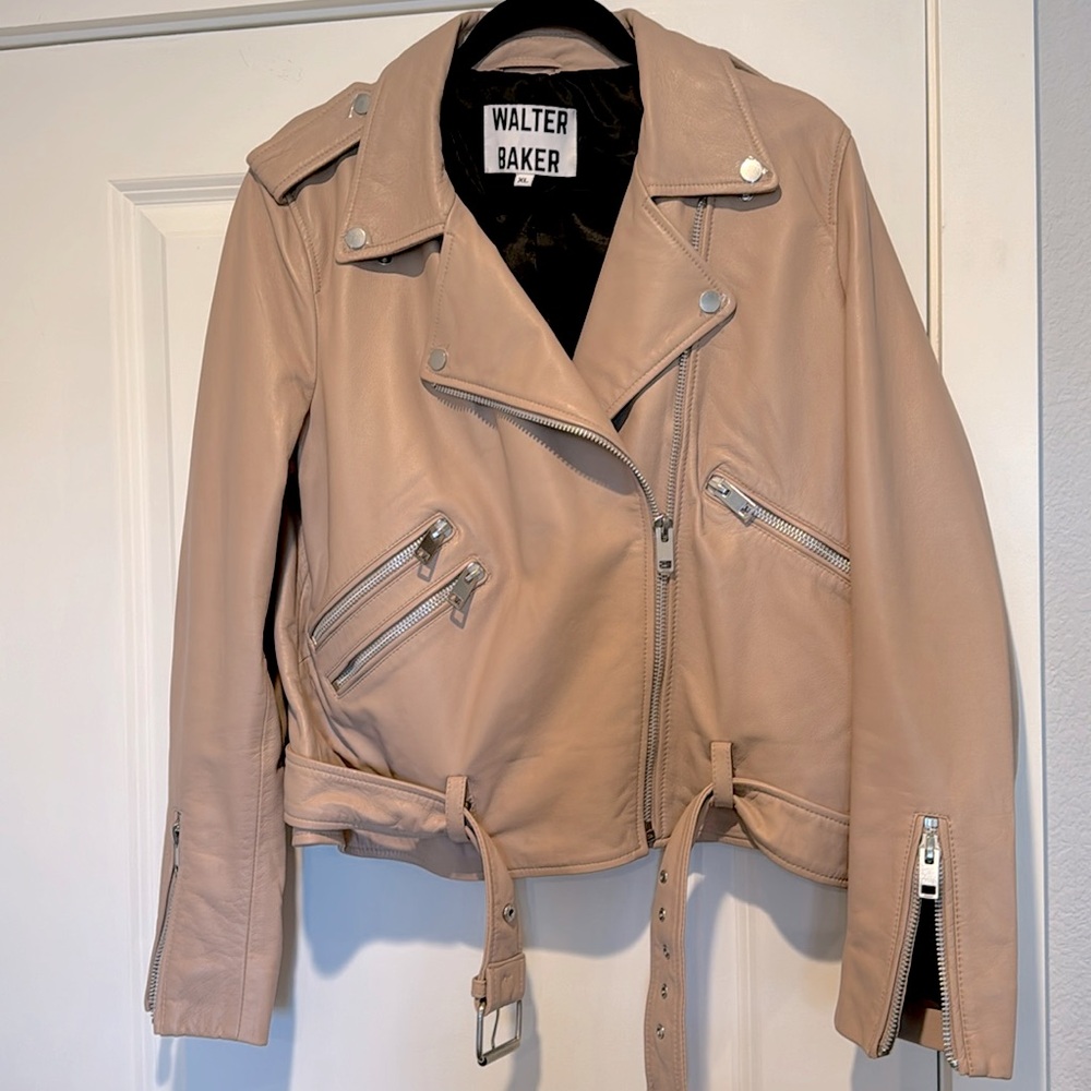 Walter Baker leather moto jacket in blush size XL